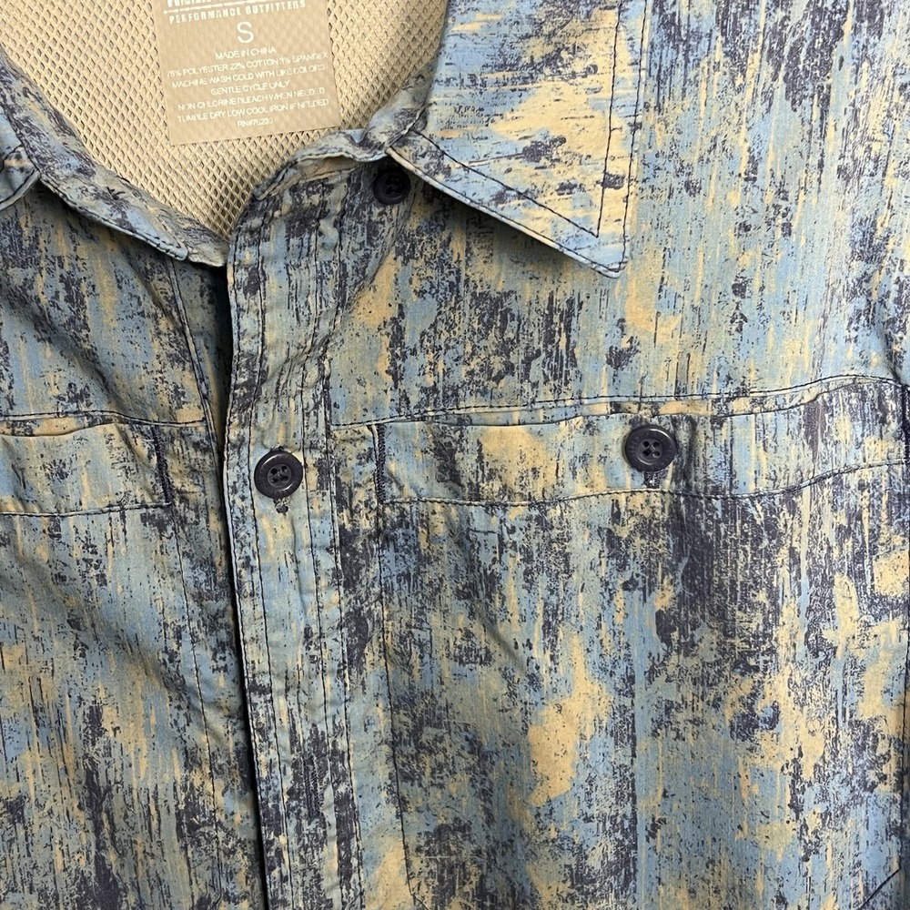 Reel Legends Performance Outfitters Men's Small L/S Blue/Green Camo Shirt - Picture 12 of 12